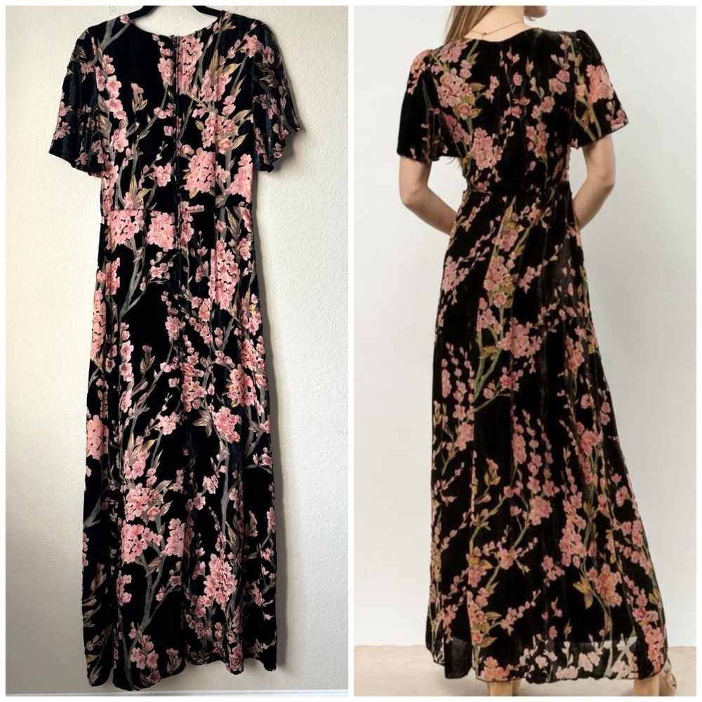 Modcloth Velvet Floral Soiree Saunter Maxi Dress Evening - Picture 13 of 15